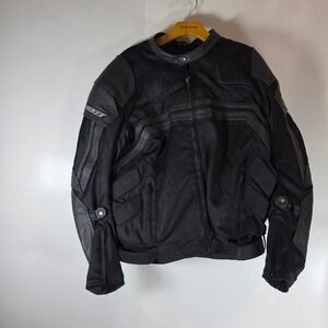Joe Rocket Mens Armored Mesh Leather Motorcycle Jacket Black Large